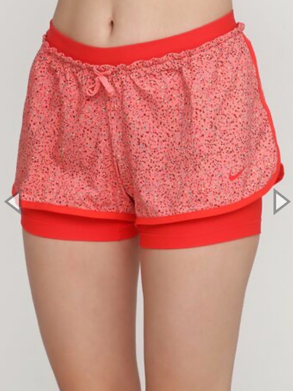 Nike Women's Coral Speckle Layered Athletic Shorts